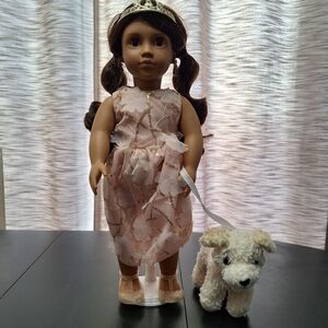Our Generatio  18inch Doll Wearing a Pink Dress with Pet Dog